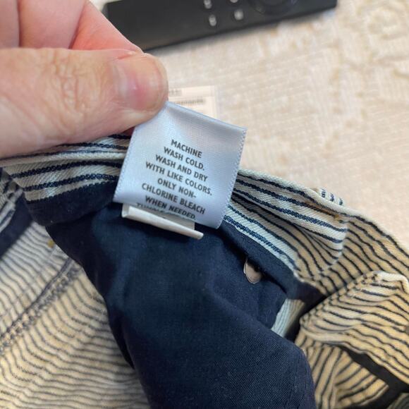 women's x small xs denim slacks pants trousers Old Navy blue white stripe - Picture 10 of 12
